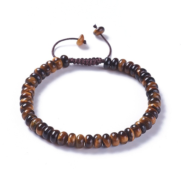 

PandaHall Adjustable Nylon Cord Braided Bead Bracelets, with Natural Tiger Eye Beads, 2-1/4 inch~2-7/8 inch(5.8~7.2cm) Tiger Eye