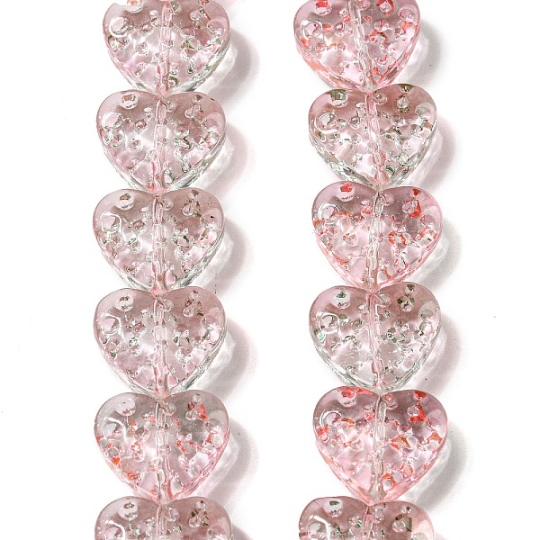 

PandaHall Glass Beads Strands, Heart, Misty Rose, 13x15mm, Hole: 1mm, about 58pcs/strand, 27.56''(70cm) Glass Heart
