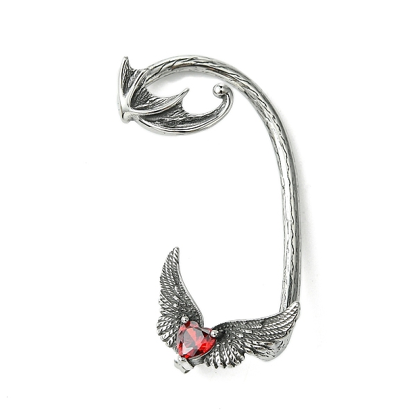 

PandaHall 316 Surgical Stainless Steel Cuff Earrings, with Glass, Heart with Wing, Left, Red, 52.5x28.5mm 316 Surgical Stainless Steel Heart...