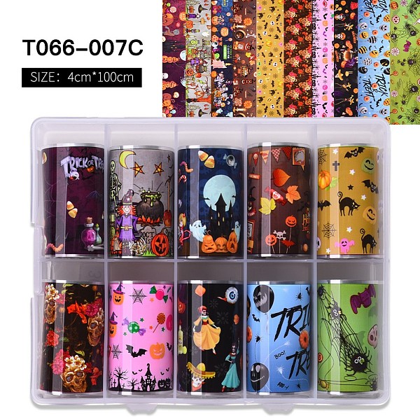

PandaHall Nail Art Transfer Stickers, Nail Decals, DIY Nail Tips Decoration for Women, Halloween Themed Pattern, Mixed Color, 1000x40mm..., Multicolor