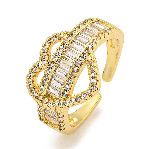 

PandaHall Rack Plating Brass Micro Pave Cubic Zirconia Heart Open Cuff Ring for Women, Long-Lasting Plated, Cadmium Free & Lead Free, Real...