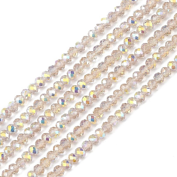 

PandaHall Transparent Electroplate Glass Beads Strands, Faceted, Rondelle, AB Color Plated, PapayaWhip, 4~4.5x3~3.5mm, Hole: 0.8mm, about..., Orange