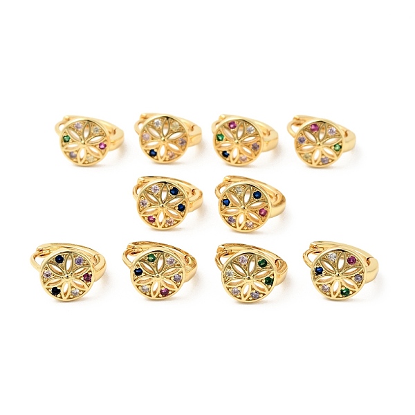 

PandaHall Cubic Zirconia Flower Hoop Earrings, Real 18K Gold Plated Brass Jewelry for Women, Cadmium Free & Nickel Free & Lead Free, Mixed..., Multicolor