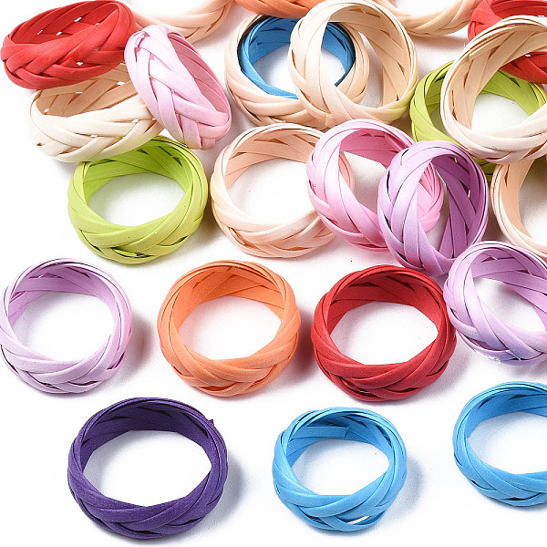 

PandaHall Straw Rope Braided Finger Ring for Women, Mixed Color, US Size 7(17.3mm) Straw Multicolor