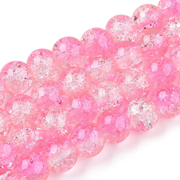 

PandaHall Baking Painted Crackle Glass Bead Strands, Two Tone, Round, Hot Pink, 8mm, Hole: 1.3~1.6mm, about 100pcs/strand, 31.4 inch. Glass...