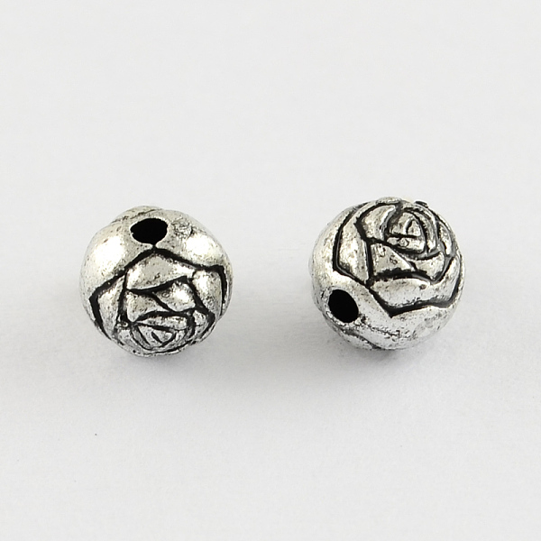 

PandaHall Round Flower Antique Acrylic Beads, Antique Silver, 6mm, Hole: 2mm, about 4100pcs/500g Acrylic Round