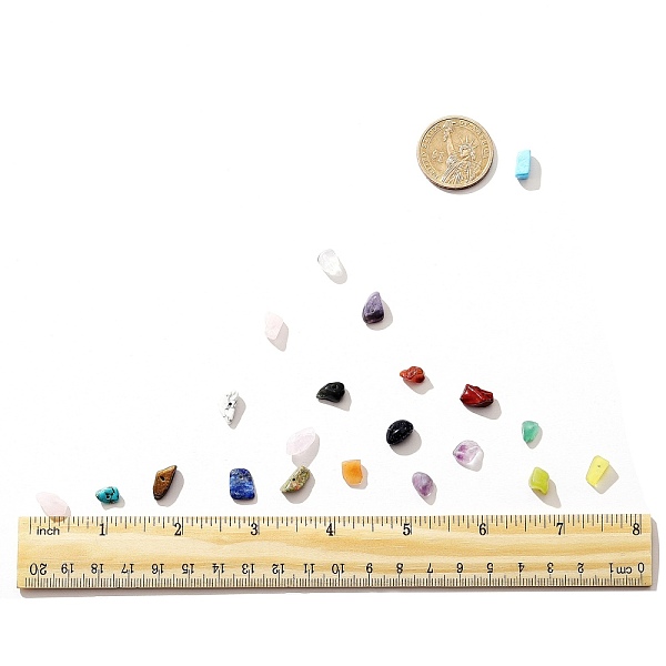 

PandaHall Natural & Synthetic Mixed Gemstone Bead Strands, Chips, 4~10x4~8mm, Hole: 1mm, 18 Compartments Mixed Stone Chip