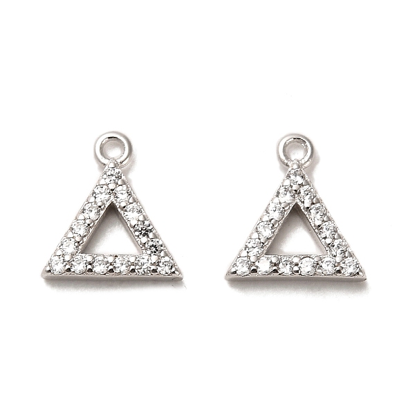 

PandaHall Rhodium Plated 925 Sterling Silver Pendant, with Cubic Zirconia, Hollow Triangle Charms, with 925 Stamp, Real Platinum Plated...