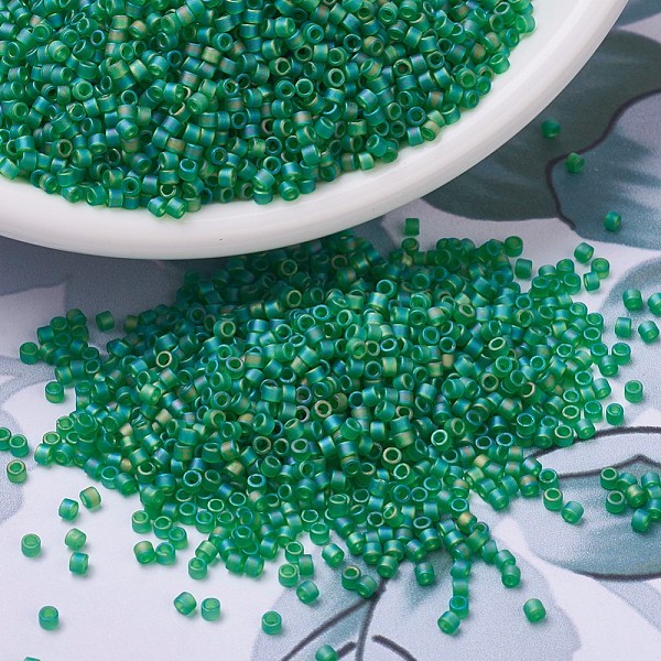 

PandaHall MIYUKI Delica Beads Small, Cylinder, Japanese Seed Beads, 15/0, (DBS0858) Matte Transparent Green AB, 1.1x1.3mm, Hole: 0.7mm...
