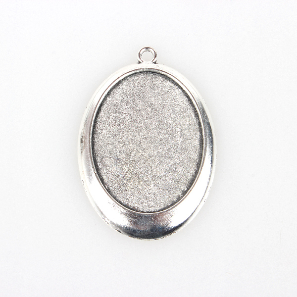 

PandaHall Tibetan Style Alloy Pendant Cabochon Settings, Cadmium Free & Lead Free, Oval, Antique Silver, Tray: 30x40mm, 55x38x3mm, Hole: 3mm...