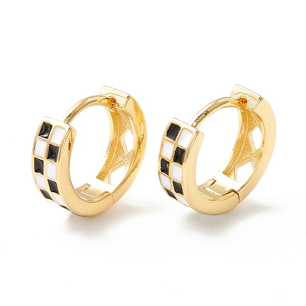 

PandaHall Tartan Pattern Enamel Chunky Hinged Huggie Hoop Earrings for Women, Real 18K Gold Plated Brass Jewelry, Cadmium Free & Nickel Free..., Black