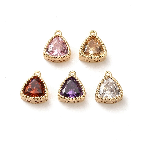 

PandaHall Glass Pendants, with Brass Findings, Triangle Charm, Real 18K Gold Plated, 9.5x8x4.5mm, Hole: 1mm Brass+Glass Triangle Multicolor