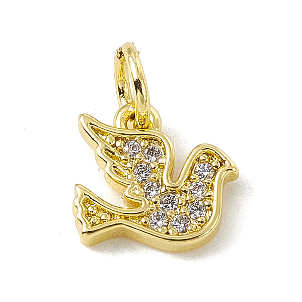 

PandaHall Brass Micro Pave Cubic Zirconia Charms, with Jump Ring, Bird Charm, Real 18K Gold Plated, 9x10x1.5mm, Hole: 3mm Brass+Cubic..., Clear