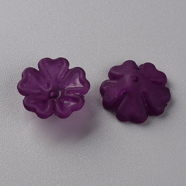 

PandaHall Transparent Frosted Acrylic Bead Caps, 5-Petal, Flower, Dark Orchid, 16.5x6mm, Hole: 1.6mm, about 959pcs/500g Acrylic
