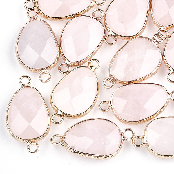 

PandaHall Natural Rose Quartz Links connectors, with Brass Findings, Nickel Free, Faceted, teardrop, Golden, 27.5x14.5~15x6~6.5mm, Hole: 2mm...