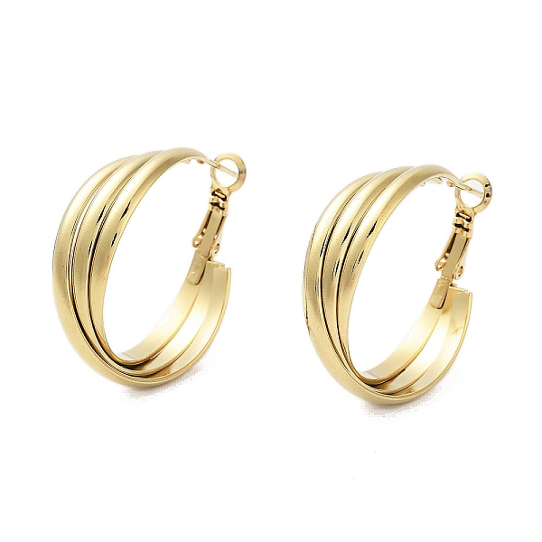 

PandaHall Vacuum Plating 202 Stainless Steel Hoop Earrings, with 304 Stainless Steel Pins, Golden, 32x9.5mm 202 Stainless Steel