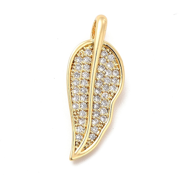 

PandaHall Brass Micro Pave Clear Cubic Zirconia Pendants, Leaf Charm, Real 18K Gold Plated, 27x10.5x6mm, Hole: 7x4mm Brass+Cubic Zirconia...