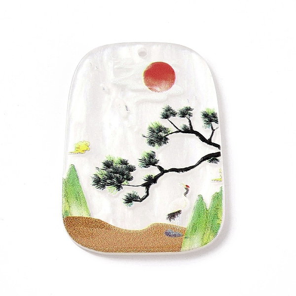 

PandaHall Acrylic Pendants, with Tree and Sun, Trapezoid, Colorful, 39.5x29x2.5mm, Hole: 1.6mm Acrylic Trapezoid