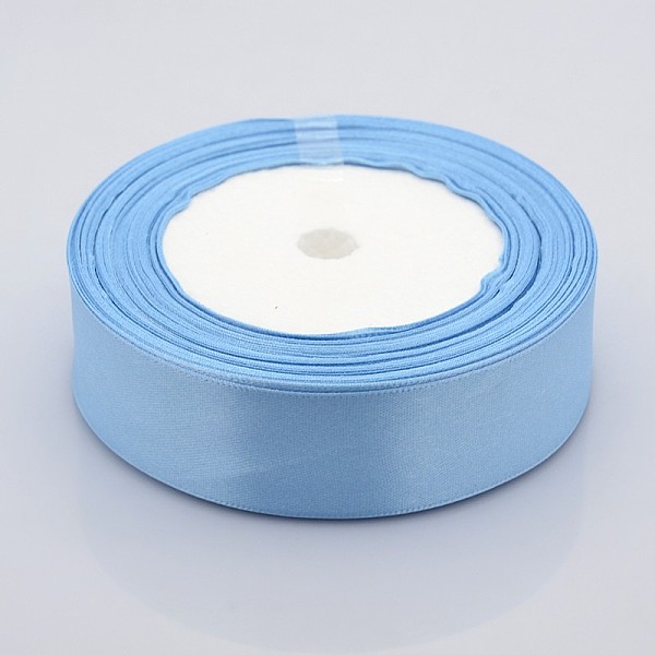 

PandaHall 1 inch(25mm) Light Blue Satin Ribbon for Hairbow DIY Party Decoration, 25yards/roll(22.86m/roll) Polyester Blue