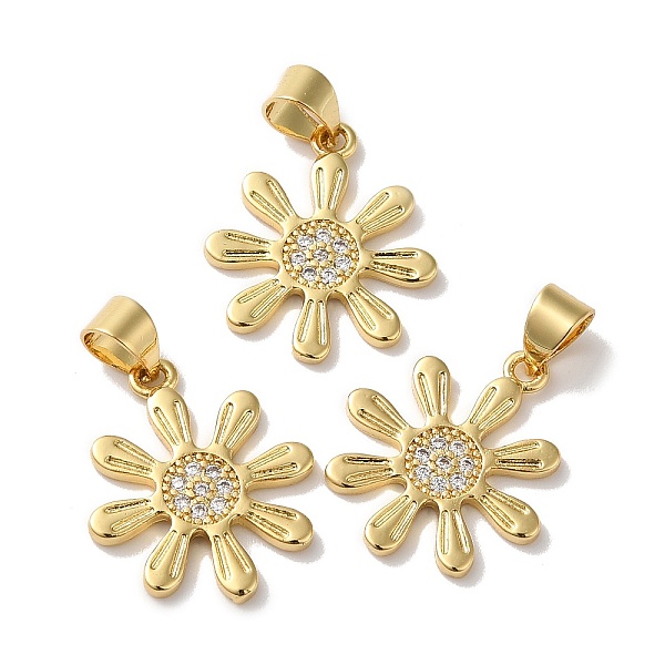 

PandaHall Rack Plating Brass Pave Cubic Zirconia Pendants, Lead Free & Cadmium Free, Real 18K Gold Plated, Long-Lasting Plated, Flower Charm..., Clear