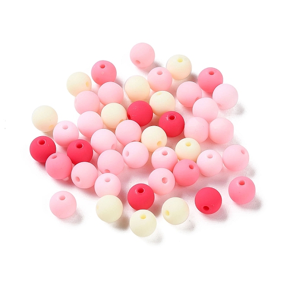 

PandaHall Rubberized Style Imitated Silicone Acrylic Beads, Round, Cerise, 8x7.5mm, Hole: 1.6mm, about 1923pcs/500g Acrylic Round Red