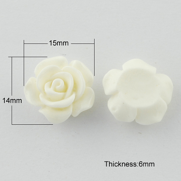 

PandaHall Resin Cabochons, Flower, White, 14x15x6mm Resin Flower White
