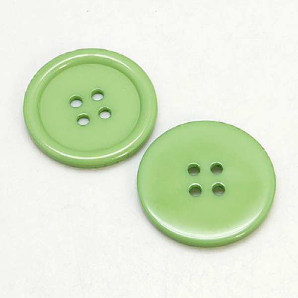 PandaHall Resin Buttons, Dyed, Flat Round, Light Green, 16x3mm, Hole: 2mm, 395pcs/bag Resin Flat Round Green