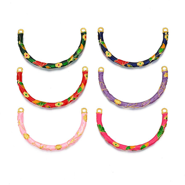 

PandaHall Matte Style Brass Enamel Connector Charms, Cadmium Free & Lead Free, U Shaped, Mixed Color, 35~36x56.5~59.5x4mm, Hole: 2.5mm..., Multicolor