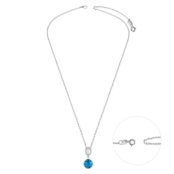 

PandaHall TINYSAND 925 Sterling Silver Pendant Necklace, Round with Cubic Zirconia and Austrian Crystal, Platinum, 202_Aquamarine, 18 inch..., Clear