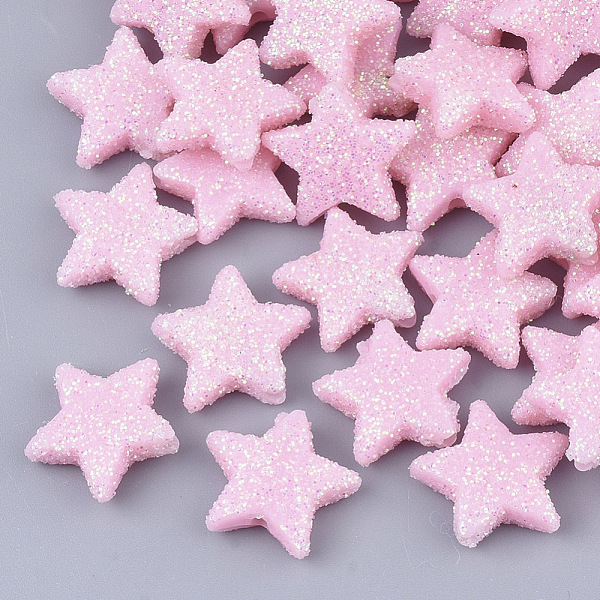 

PandaHall Opaque Acrylic Beads, with Glitter Powder, Star, Pearl Pink, 13.5x14.5x4mm, Hole: 1.6mm Acrylic Star Pink