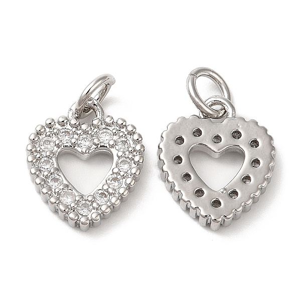 

PandaHall Eco-Friendly Brass Micro Pave Cubic Zirconia Pendants, with Jump Ring, Lead Free & Cadmium Free, Heart Charm, Platinum, 13x11x2mm..., Clear