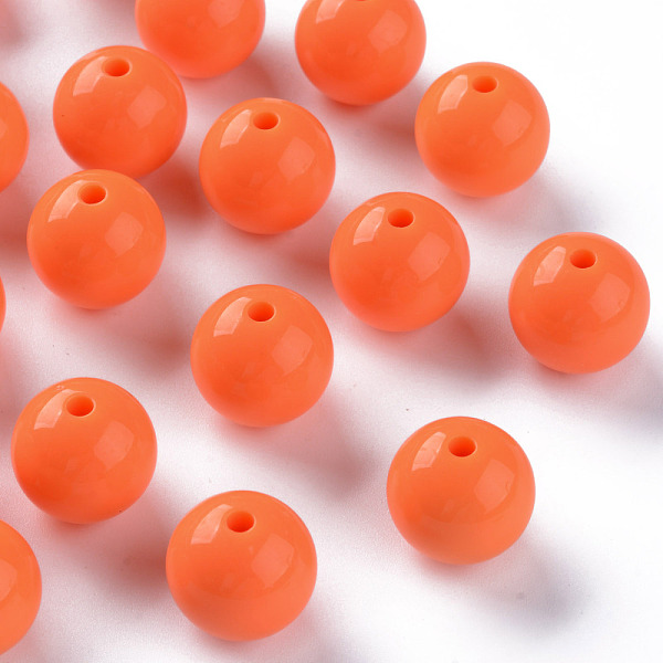 

PandaHall Opaque Acrylic Beads, Round, Coral, 16x15mm, Hole: 2.8mm, about 220pcs/500g Acrylic Round Red