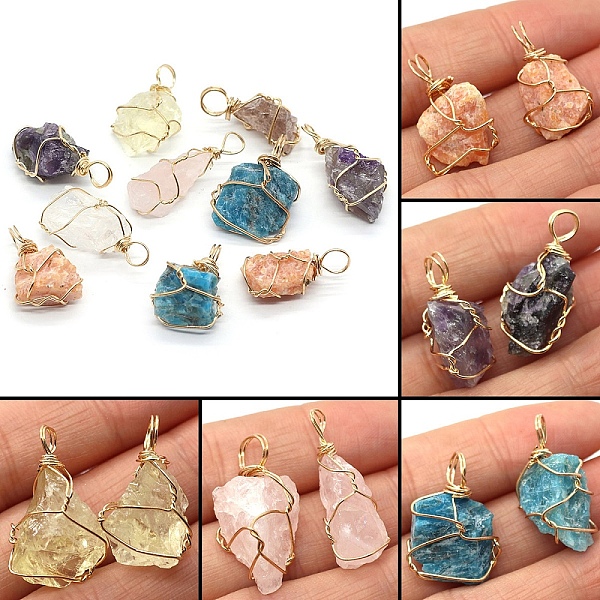 Raw Rough Natural Mixed Gemstone Pendants