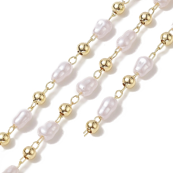 

PandaHall Rack Plating Brass Satellite Chains, with Plastic Pearl Beaded, Soldered, with Card Paper, Golden, 4.5~5x3~4mm Brass White