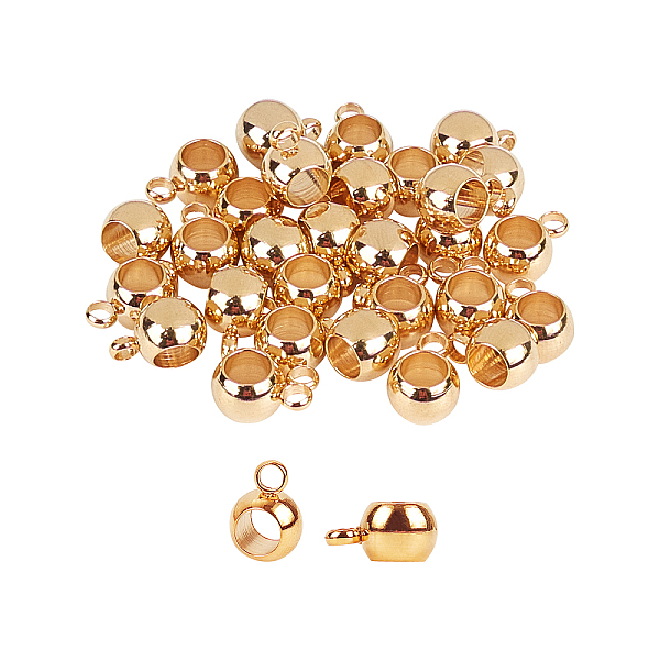 

PandaHall UNICRAFTALE 30pcs Golden Column Bail Beads Stainless Steel Hanger Links Bail Tube Beads Bail Beads Hanger Connector Links for...