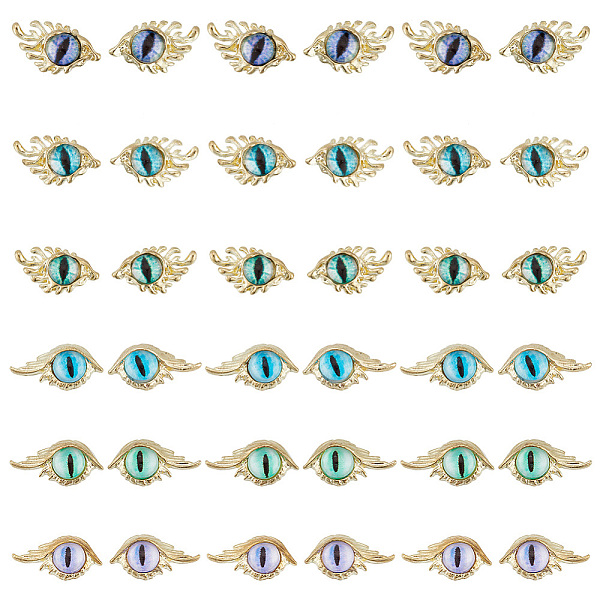 

PandaHall 36Pcs 12 Styles Intricate Evil Eye Cabochons Eyes Nail Gems Decorations Lucky Symbolic Manicure Art Charms Bright Gem Shiny Eyes..., Multicolor