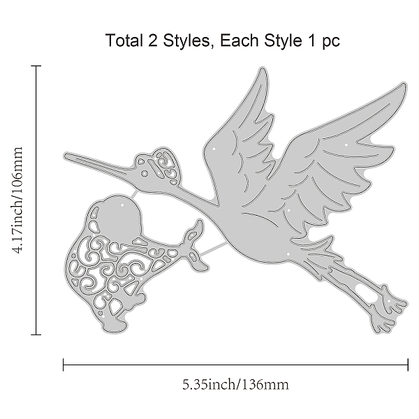 

PandaHall GLOBLELAND Stork and Baby Metal Cutting Dies Animal Carbon Steel Die Cuts Stencil Template Moulds for Scrapbook Embossing Album...