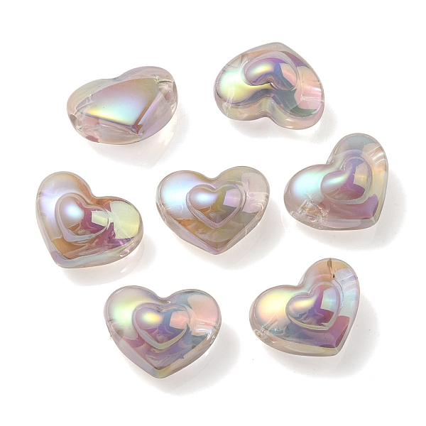 

PandaHall UV Plating Rainbow Iridescent Transparent Acrylic Beads, Two Tone, Heart, Gainsboro, 13x16.5x9mm, Hole: 3mm Acrylic Heart Gray