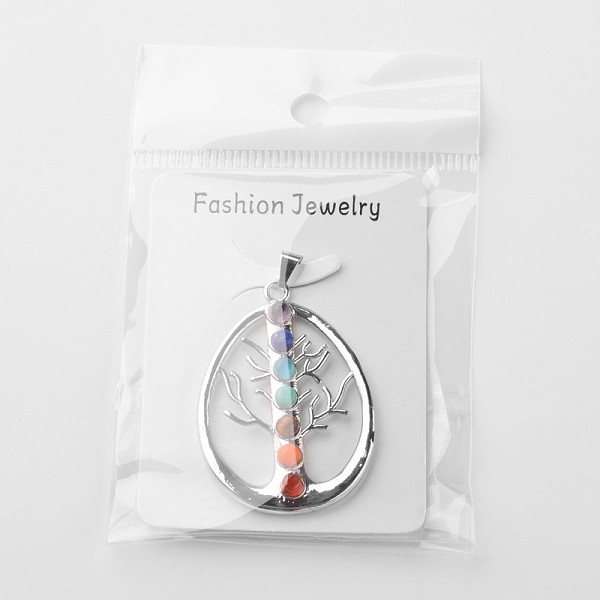 

PandaHall Vintage Chakra Jewelry Brass Mixed Stone Pendants, teardrop, Platinum, Gemstone, 48x34x4mm, Hole: 5x8mm Mixed Stone Teardrop