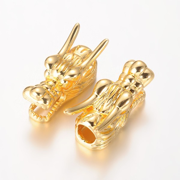 

PandaHall Dragon Head Brass Beads, Golden, 26x9x11mm, Hole: 5mm Brass Dragon