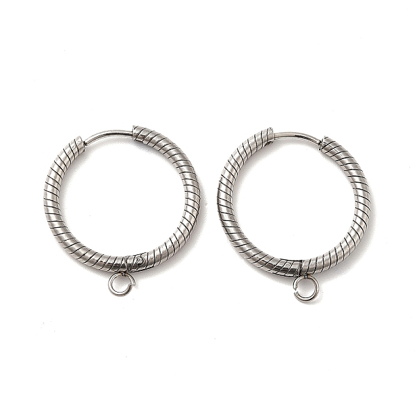 

PandaHall 201 Stainless Steel Hoop Earrings Findings, with 304 Stainless Steel Pins & Horizontal Loops, Ring, Stainless Steel Color, 10...