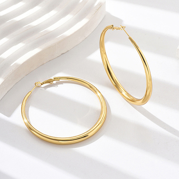 

PandaHall 304 Stainless Steel Big Hoop Earrings, Real 18K Gold Plated, 62mm 304 Stainless Steel Ring
