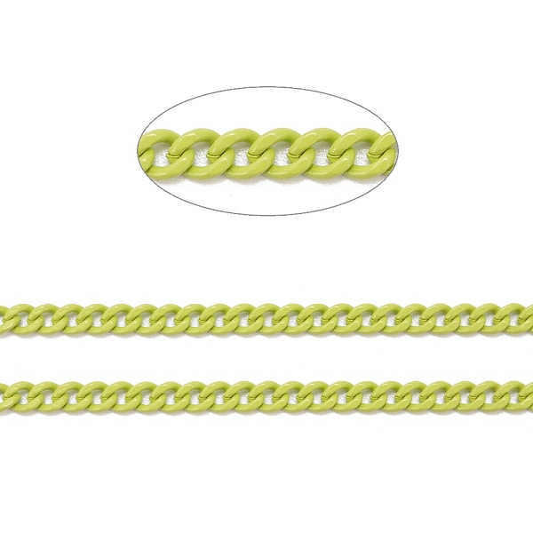 

PandaHall 3.28 Feet Spray Painted Brass Curb Chain, Twisted Chain, Unwelded, Green Yellow, 6x5x2mm Brass