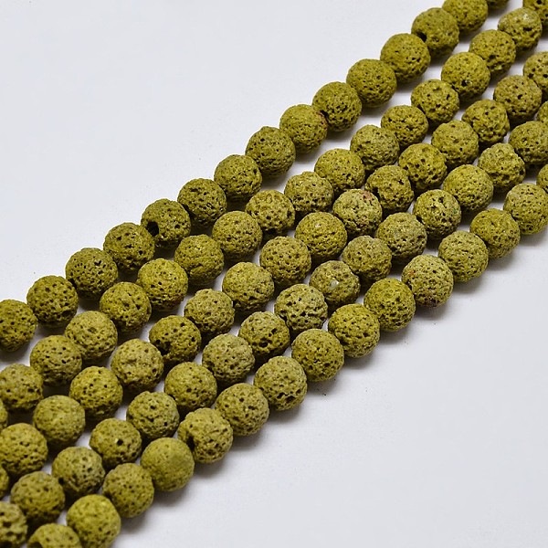 

PandaHall Natural Lava Rock Round Bead Strands, Dyed, Olive, 10mm, Hole: 1mm, about 38pcs/strand, 15.7 inch Lava Rock Round Green