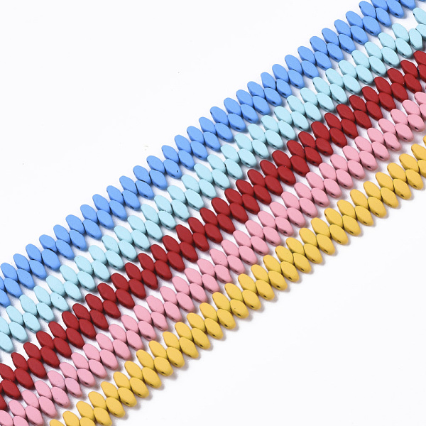 

PandaHall Spray Painted Non-magnetic Synthetic Hematite Multi-Strand Links, for Tile Elastic Bracelets Making, Oval, Mixed Color, 5x2.5x2mm..., Multicolor