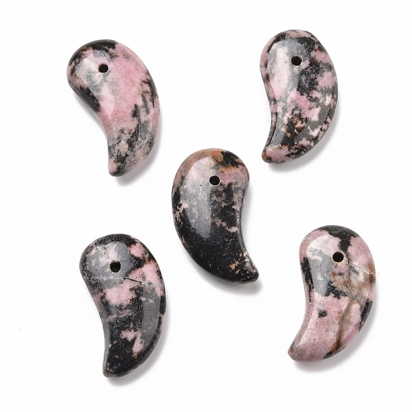 

PandaHall Natural Rhodonite Pendants, Moon, 35x20x9mm, Hole: 2mm Rhodonite Moon