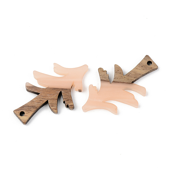 

PandaHall Opaque Resin & Walnut Wood Pendants, Christmas Tree, Light Salmon, 38x24.5x3mm, Hole: 2mm Resin+Wood Tree Red