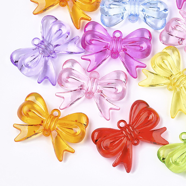 

PandaHall Transparent Acrylic Links, Bowknot, Mixed Color, 34.5x44.5x9.5mm, Hole: 1.6~3mm, about 80pcs/500g Acrylic Bowknot Multicolor