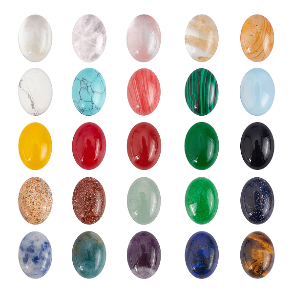 

PandaHall Natural & Synthetic Gemstone Cabochons, Mixed Dyed and Undyed, Oval, Mixed Color, 14x10x4~5mm, 48pcs/box Mixed Stone Oval..., Multicolor