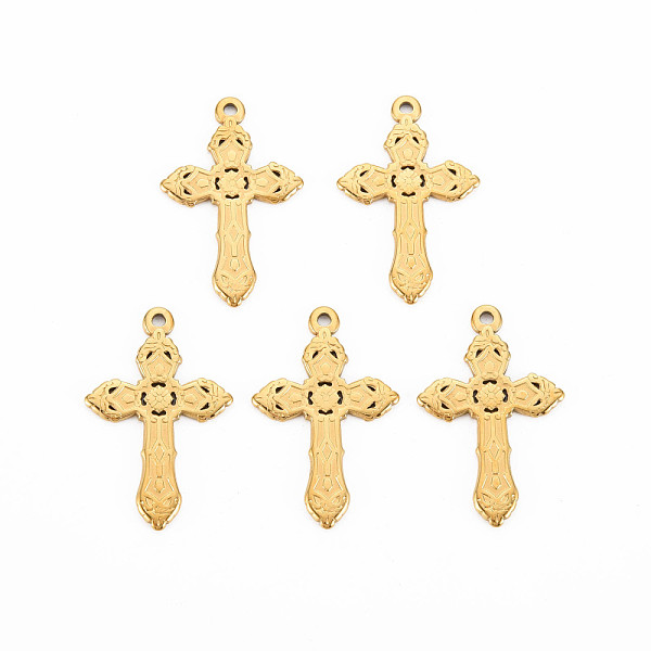 

PandaHall 201 Stainless Steel Pendants, Cross, Real 18K Gold Plated, 31x19.5x1mm, Hole: 1.6mm 201 Stainless Steel Cross